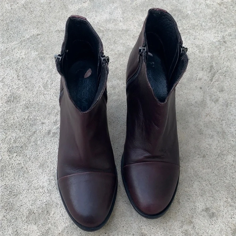 BOEMOS Women's Burgundy Heeled Ankle Bootie Size EU 38/8